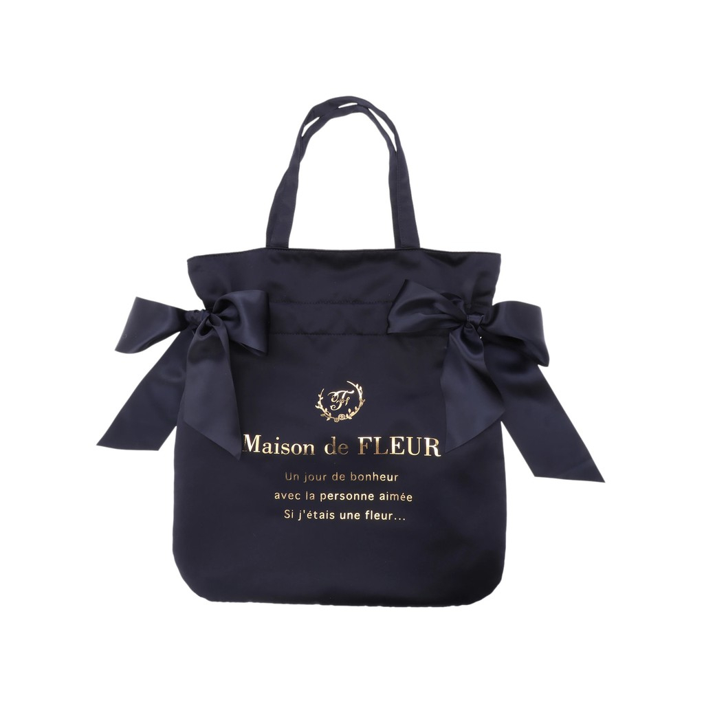 maison-de-fleur-double-ribbon-tote-bag-กระเป๋าผ้าซาติน-โบว์คู่