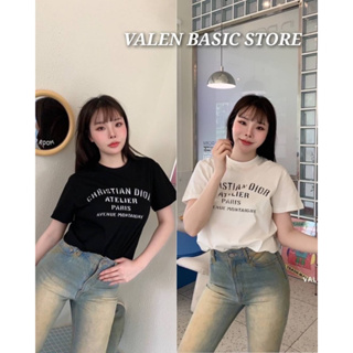 VALEN BASIC STORE 🖤🤍เสื้อยืดพิมพ์ลายอักษร CD