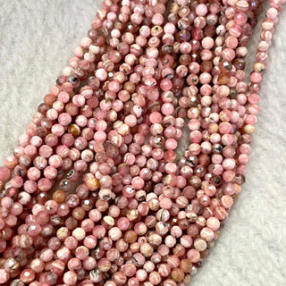 โรโดโคไซต์ Rhodochrosite 3 mm เจียเหลี่ยม เส้นยาว เกรด AAA