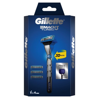 #มีดโกน Gillette Mach3 Turbo ด้ามมีดโกน 1ด้าม และใบมีดโกน 4ชิ้น #ยิลเลตต์ มัคทรี เทอร์โบ แพ็คเกจใหม่ ของแท้ 100%