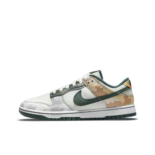 (ของแท้ 100 % )Nike Dunk Low SE "Sail Multi-Camo" ทั้งสองเพศ ระบายอากาศ กันลื่น