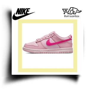 100％แท้จริงแป้งบาร์บี้ Nike Dunk Low Triple Pink  รองเท้าผ้าใบคลาสสิกลำลองต่ำสุดสีชมพู