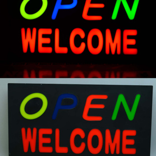 ป้ายไฟ OPEN WELCOME เพิ่มเอกลักษณ์สีสัน สวยงาม ป้ายไฟหน้าร้าน ป้ายไฟ Led ป้ายไฟกล่อง