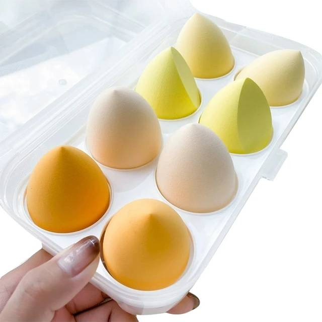 พัฟไข่-ฟองน้ำ-ได้ถึง-8-ชิ้น-พร้อมกล่องเก็บ-ฟองน้ําแต่งหน้าเกลี่ยรองพื้น-หลากหลายรูปแบบ-sponge-8-pcs