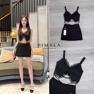 M10 Pimala Set เซต2ชิ้น เสื้อผ้าผู้หญิง ชุดเซตกระโปรงสั้น สีดำ ไซส์ Xs-M ชุดเข้าเซต