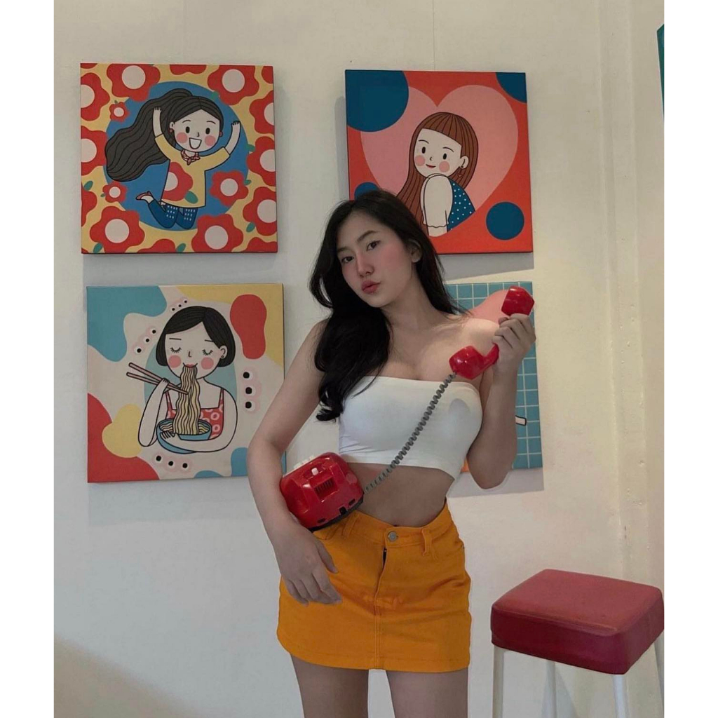 กระโปรงสีส้ม-kinnita-เอวสูง-สีส้ม-ควรมีติดตู้มากก