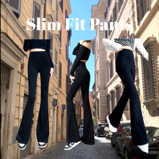 Atipashop - SLIM FIT PANTS กางเกงขายาว เอวสูง ทรงขาม้า