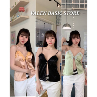 VALEN BASIC STORE 🖤💚🧡สายเดี่ยวผ้าซาติน ทรงเลดี้ปราง **มารอบ 3