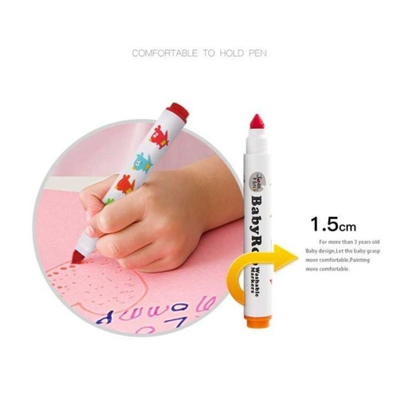 joanmiro-ปากกาสีเมจิก-ปากกาเมจิก-ไร้สารพิษ-สำหรับเด็ก-joan-miro-jar-melo-baby-roo-washable-markers