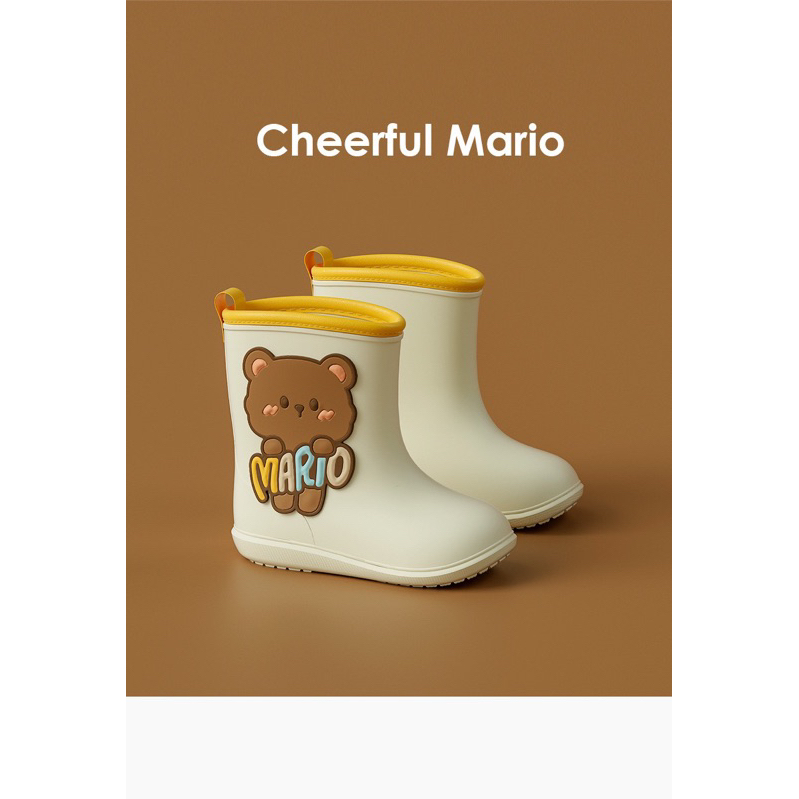 รองเท้าบูทเด็ก-cheerful-mario-ลายหมี