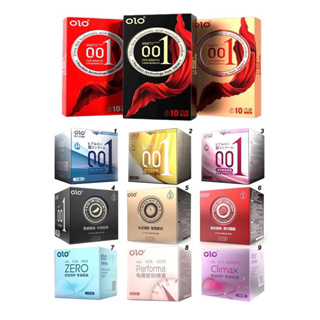 OLO Thin 001 10pcs series condoms ถุงยางอนามัย ถุงยาง (10ชิ้น/1กล่อง) แบบบาง บาง 0.01 มิล 50/52/54mm