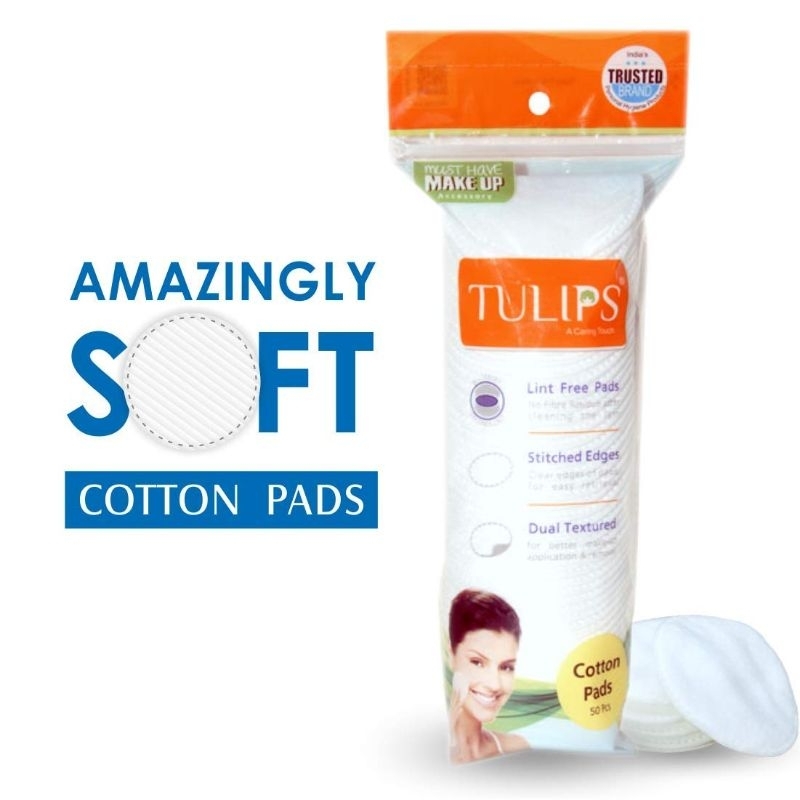 Tulips 50 Round Facial Cotton Pads in a Ziplock Bag ; Made from 100