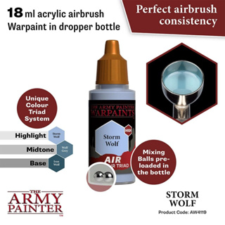 🔥มีของพร้อมส่ง🔥 Army Painter Air Storm Wolf - 18ml AP-AW4119 สีอะคริลิค สูตรพ่น ใช้ร่วมกับ Airbrush Water Based Acrylic