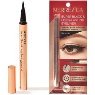 Merrezca eyeliner เมอร์เรซกา ซุปเปอร์ แบล็ค แอนด์ ลอง-ลาสติ้ง อายไลเนอร์ 0.8ก. กันน้ำ กันเหงื่อ เส้นคม