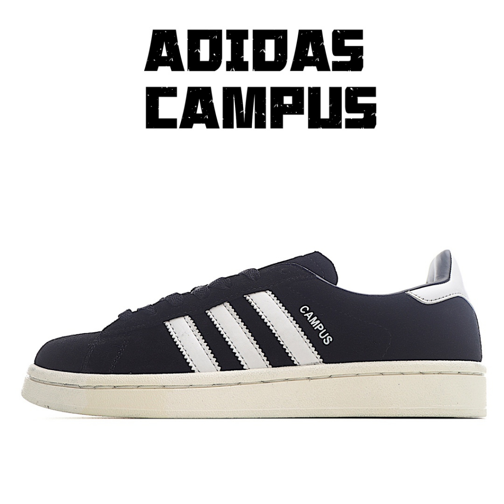 adidas-original-campus-ขาวดำ-ลื่นสไตล์วินเทจแฟชั่นต่ำด้านบนกีฬารองเท้าลำลอง-แท้100-ผู้ชายผู้หญิงbz0084