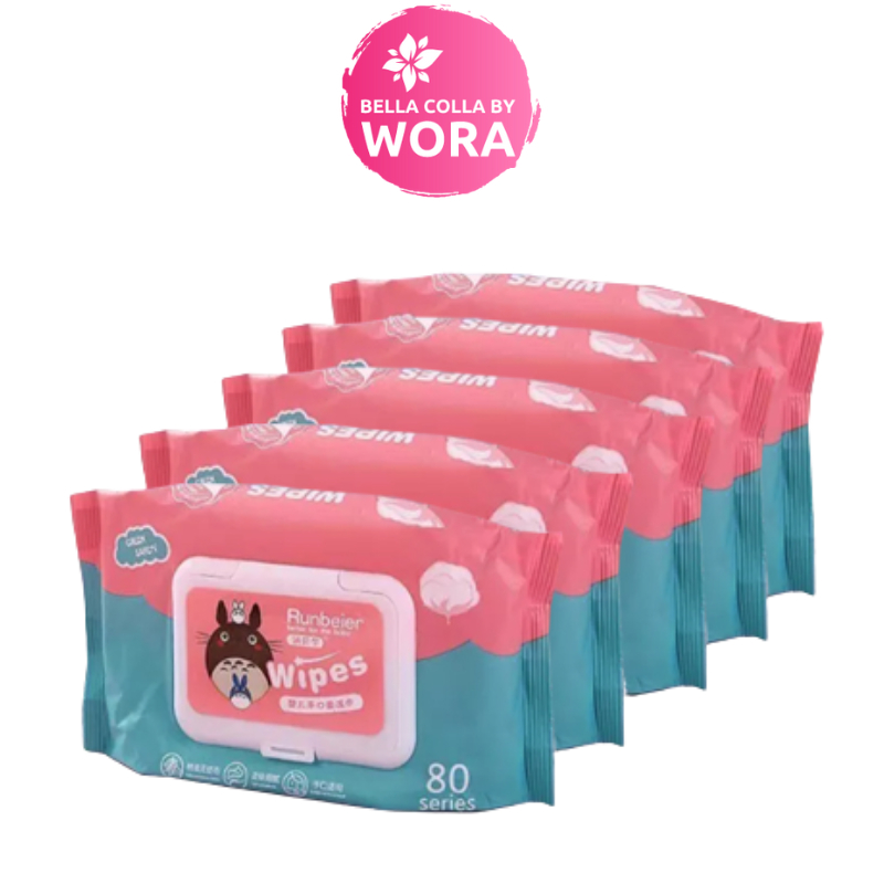 5-ห่อ-กระดาษทิชชู่เปียก-ทิชชู่เปียกเด็ก-baby-wipes-ทำความสะอาด-สําหรับเด็ก-แผ่นทำความสะอาด-80-แผ่น-ห่อ