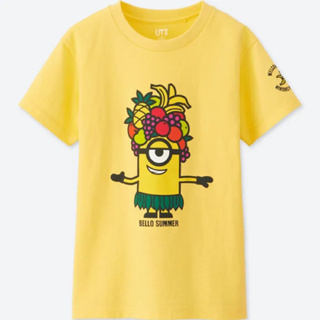 แท้ 💯% Used Uniqlo UT Minions Bello Summer size S เสื้อยืดแบรนด์ สีเหลืองสดใส ลายมินเนี่ยน คอลเลคชั่นสะสม สภาพ 80%