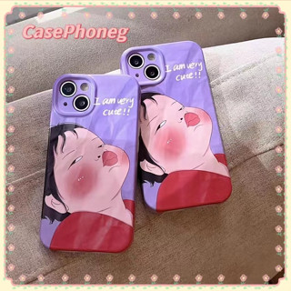 🍑CasePhoneg🍑น่ารัก สาว การ์ตูน น่าสนใจ สีม่วง iPhone 11 14 pro max ป้องกันการหล่น ขอบเต็ม เจ๋ง case for iPhone 12 13