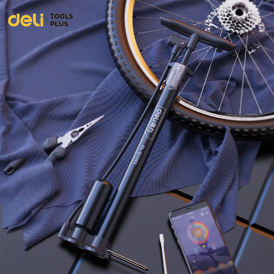 deli-ที่สูบลมจักรยาน-ที่สูบลม-ที่สูบลมยาง-ที่เติมลมจักรยาน-ที่สูบลมอเนกประสงค์-ที่จับกันลื่น-ใช้งานง่าย-air-pump