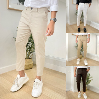 ภาพขนาดย่อของภาพหน้าปกสินค้ากางเกงขาเต่อ 5 ส่วน ชิโน่ ผ้ายืดนิดหน่อย เอว 28-36 นิ้ว กางเกงทำงานผู้ชาย CHINO PANTS Slim-Fit จากร้าน hundredandfour บน Shopee