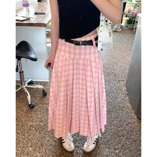 pink pleate long skirt