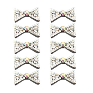 โบว์ติดเล็บ 10Pcs 3D Alloy Manicure Rhinestone DIY Decorations Art Tips Stickers