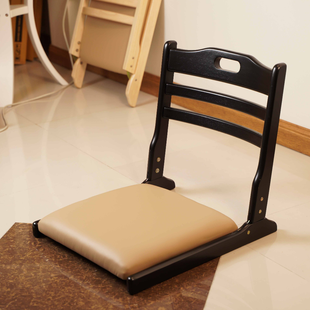เก้าอี้สมาธิ-เก้าอี้นั่งพื้น-เบาะรองนั่ง-ทำจากไม้ยางพารา-size-45x50x45-พับเก็บได้