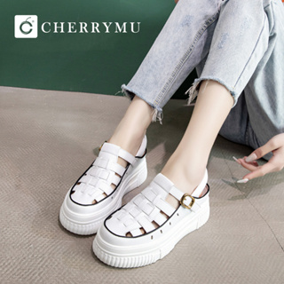 CHERRYMU รุ่น CM99 รองเท้าหนังแท้ รองเท้าแตะรัดส้นสูง 5.5 cm.
