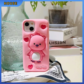 💲คูปองเคลม💲 case for iphone 11 12 บีเวอร์น้อยน่ารัก เคส 14 13 12 11 pro max ซิลิโคนสามมิติ สามารถกด