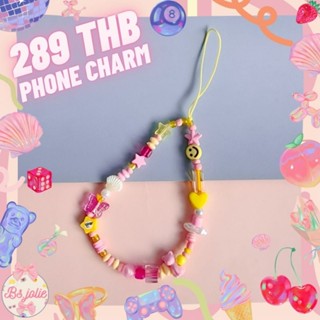 phone charm ลูกปัดห้อยโทรศัพท์ โทนชมพูเหลือง