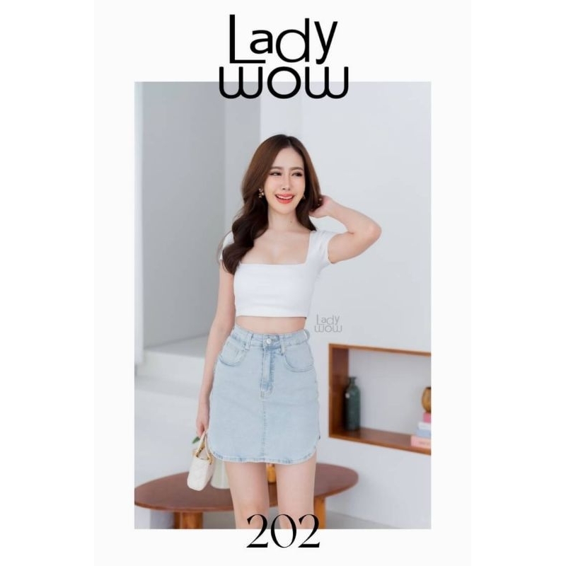 lady-wow-กระโปรงยีนส์มี3สีผ้ายืดเอวสูงมีซับใน