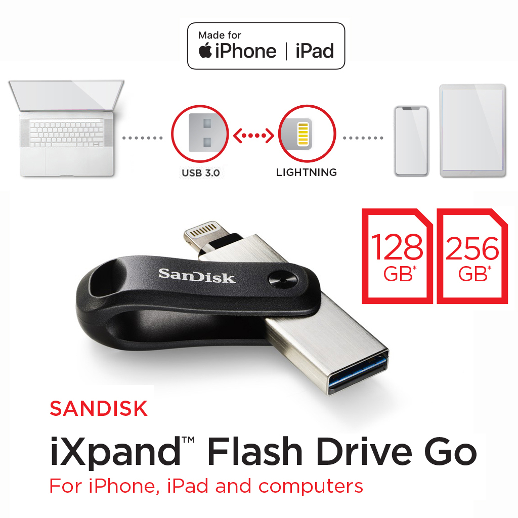 ภาพสินค้าSanDisk iXpand Flash drive 64-256GB แฟลชไดร์ฟ สำหรับ iPhone iPad ไอโฟน ไอแพด เมมโมรี่ แซนดิส สำรองข้อมูล จากร้าน sjcam_officialstore บน Shopee ภาพที่ 1