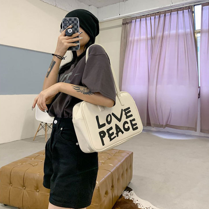 taidu-ใหม่-กระเป๋าใต้วงแขน-love-peace-สุดอินเทรนด์-กระเป๋าสะพายกราฟฟิตีแบบสบาย-ๆ-ส่วนบุคคล-ความจุสูง-การเดินทางทำงาน