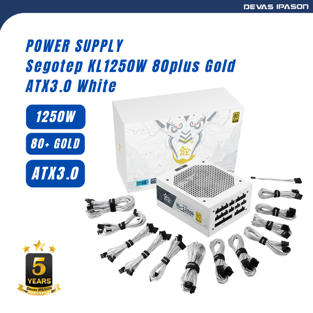 SEGOTEP POWER SUPPLY (อุปกรณ์จ่ายไฟ) KL1250W ATX 3.0 (WHITE) 80 PLUS