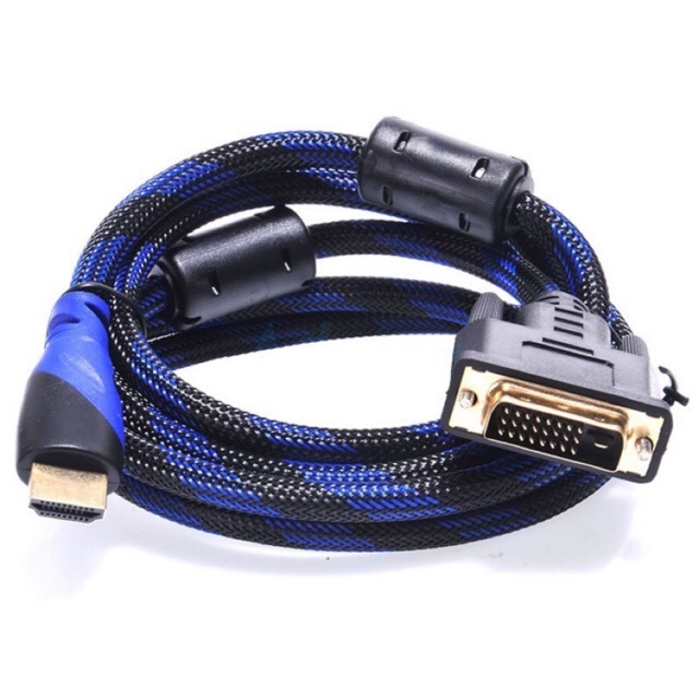 สายแปลง-hdmi-เป็น-dvi-ยาว-1-8m-3m-สายถักหนาอย่างดี-ส่งสัญญาณภาพคมชัด-dvi-to-hdmi-cable