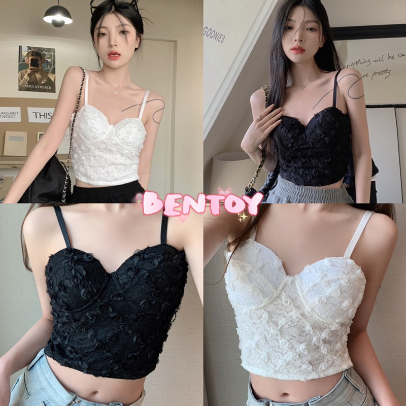 bentoy-bratop1901-เสื้อสายเดี่ยว-มีหองน้ำในตัว-งานดอกกุหลาบเต็มตัว-สม็อคหลัง-งานสวยมาก