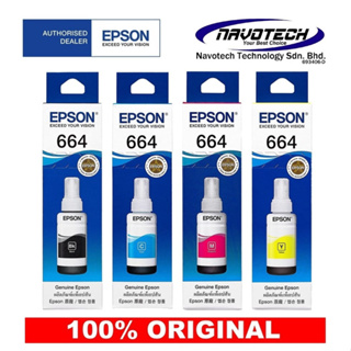 หมึกเติมของแท้ Epson รุ่น 664 /T664 สีดำ/สีฟ้า/สีชมพู/สีเหลือง