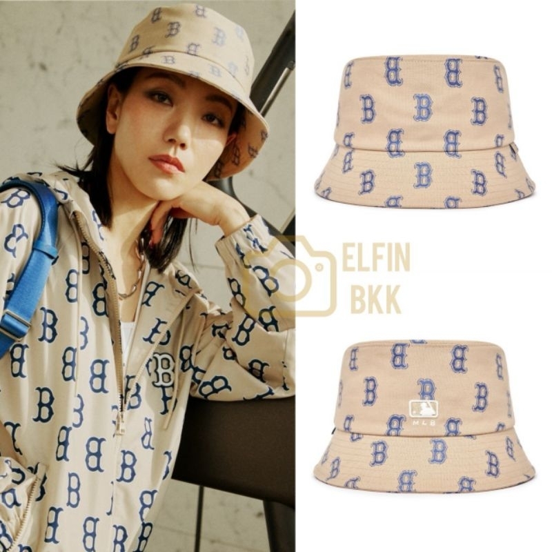 แท้-mlb-monogram-reversible-jacquard-bucket-hat-ny-หมวกบักเก็ต-สีน้ำเงิน-สีดำ-สีน้ำตาล-สีเบจ