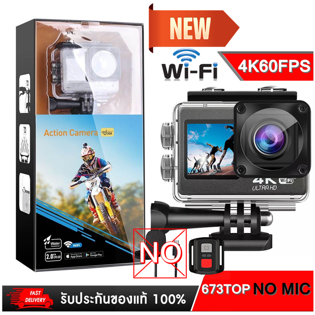 กล้อง Actionกล้อง 4K 60FPS EIS ACTION CAMERA NEW 2023 Nanotech มีระบบ