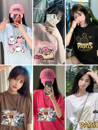 มี 10 สี PBTB021👉Oversize👈เสื้อยืดคอกลมแขนสั้นลายการ์ตูนมิกกี้ผู้หญิง เสื้อสไตล์เกาหลีแฟชั่นน่ารักลำลองถูกๆ ผ้านิ่มมาก