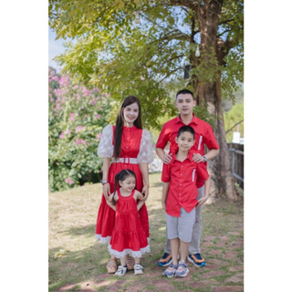 Darling​ Family​ Closet​ เสื้อผ้าครอบครัว​ ชุดครอบครัว สีแดง