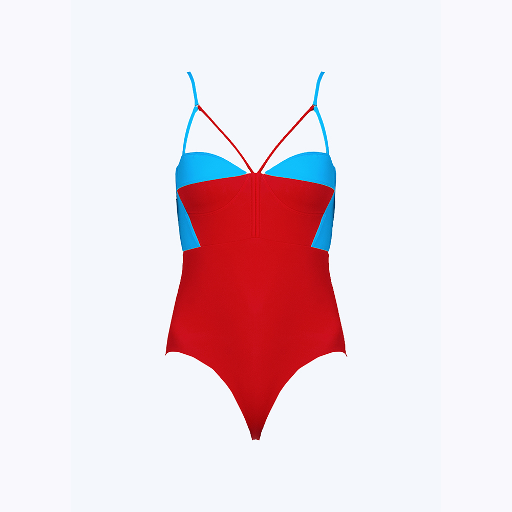 angelys-balek-ชุดว่ายน้ำ-bustier-swimsuit-รุ่นss23sw00202904-สีแดง-ฟ้า