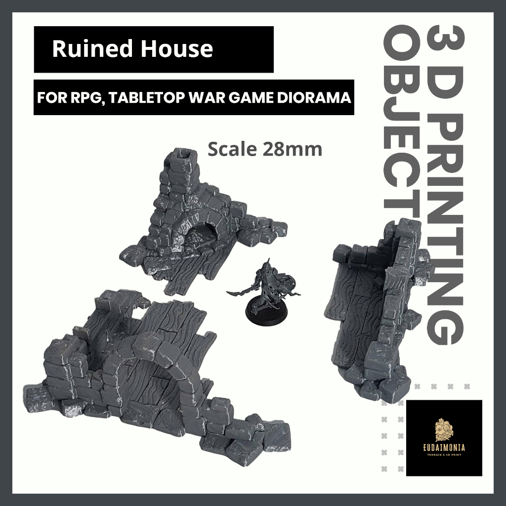 ruined-house-model-terrain-โมเดลบ้าน-สำหรับ-trpg-table-top-war-games-warhammer