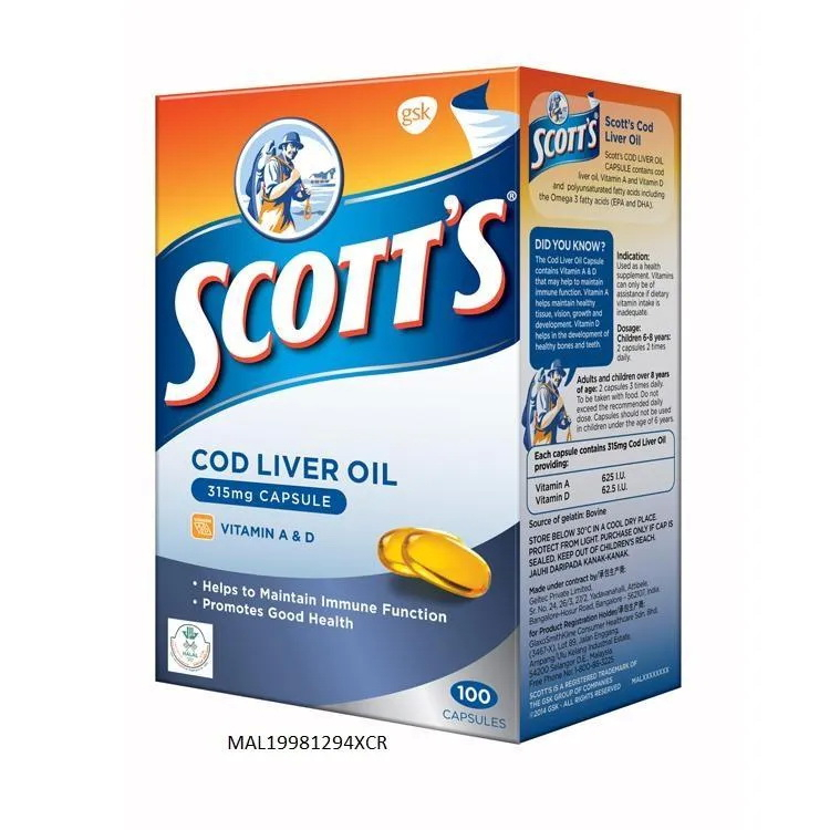 แท้100% Scott Cod Liver Oil 100's สก๊อต น้ำมันตับปลา บำรุงร่างกาย ...
