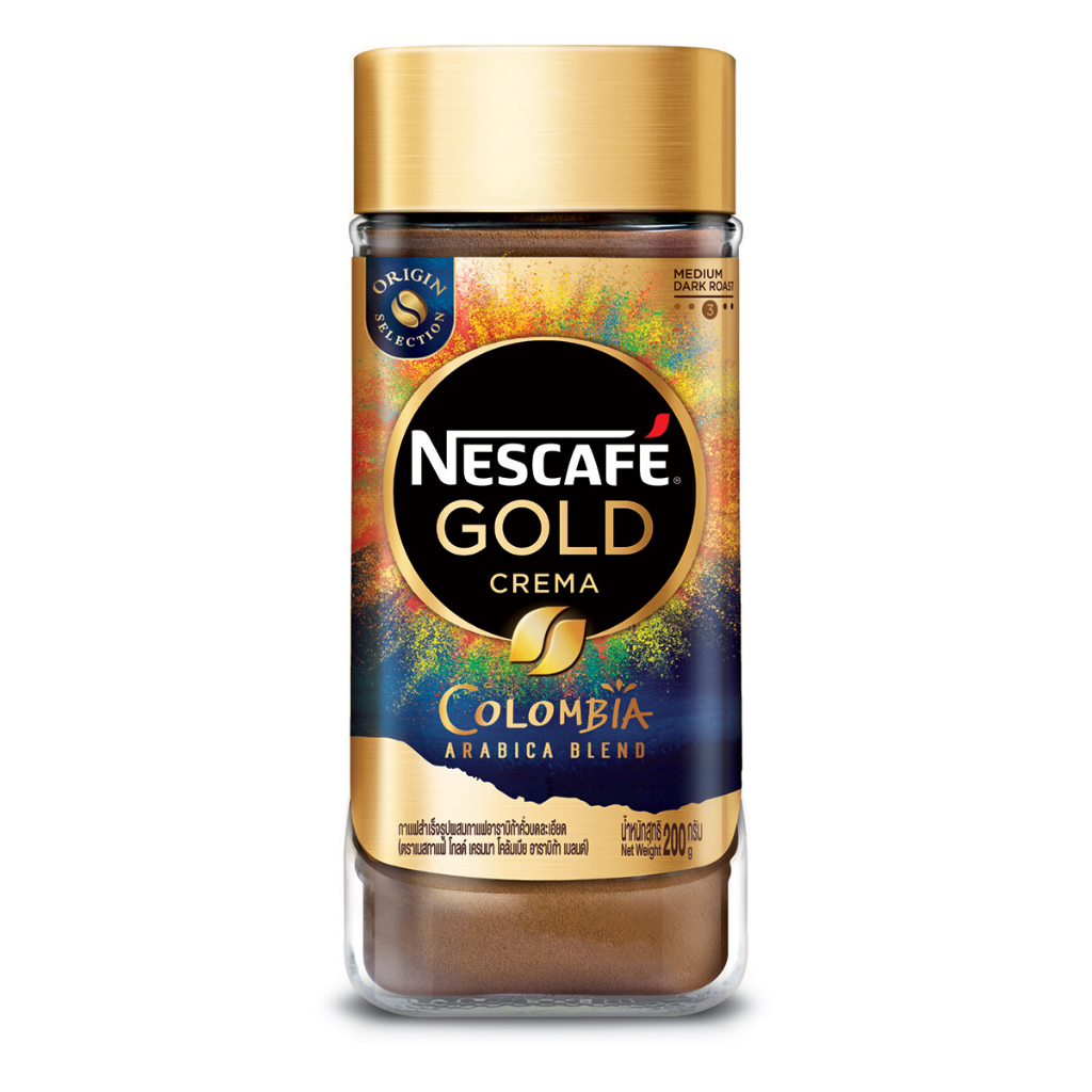 nescafe-gold-crema-colombia-arabica-blend-เนสกาแฟ-โกลด์-เครมมา-โคลัมเบีย-กาแฟสำเร็จรูปผสมกาแฟคั่วบดละเอียดขวด-200-กรัม