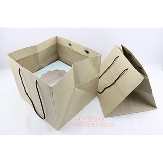 Boxjourney ถุงกระดาษหูเชือก คราฟท์ ใส่เค้ก 3 ปอนด์ (31x29x26ซม.)(10ชิ้น)