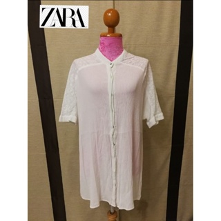 ZARA Brand_2nd hand เสื้อเชิ้ต ผ้าฝ้าย​ 💯%/Size M🇺🇸​ MAX28 (ป้ายข้างตัด) แท้มือสองกระสอบนำเข้า​ (Made in China​🇨🇳​)