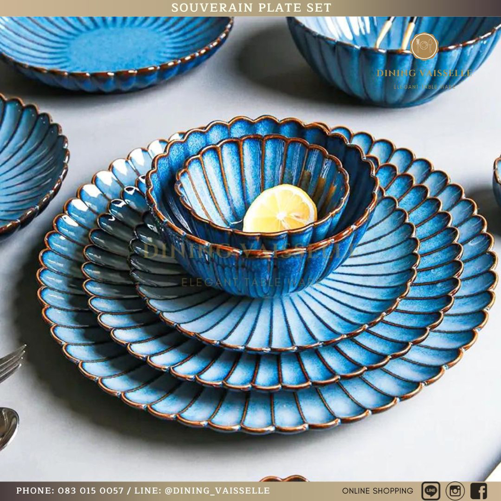 ชุดจานชาม-souverian-dinner-plate-set-หรูหรา-ดีไซน์ราชวงศ์ญี่ปุ่น-เนื้อporcelain-อุปกรณ์บนโต๊ะอาหาร