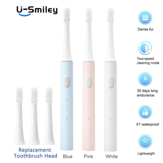 U Smiley T100 แปรงสีฟันไฟฟ้าโซนิคมีสมาร์ทแปรงสีฟันสีสันสดใสUSB แบบชาร์จ IPX7 กันน้ำสำหรับหัวแปรงสีฟัน