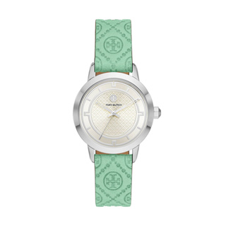 พร้อมส่ง🔥Sale 4699🔥ถูกมากกแม๊ นาฬิกา TORY BURCH TBW1002 สายหนังแท้ ลาย T monogram สีเขียวมิ้น ใส่สวยน่ารักขึ้นข้อฝุดๆ